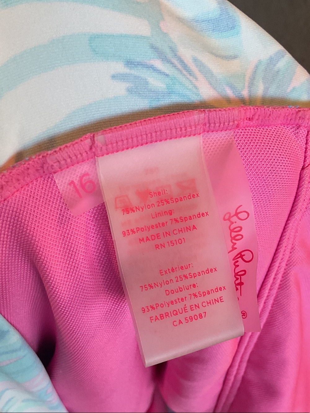 Lilly Pulitzer Tankini swim top size 16 blue palm print - Picture 3 of 3
